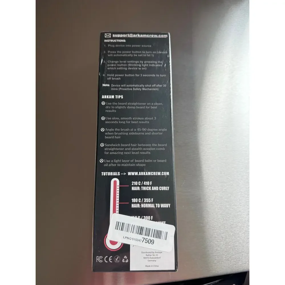 Arkam Ionic Beard Straightener Brush Heated Grooming Kit Black